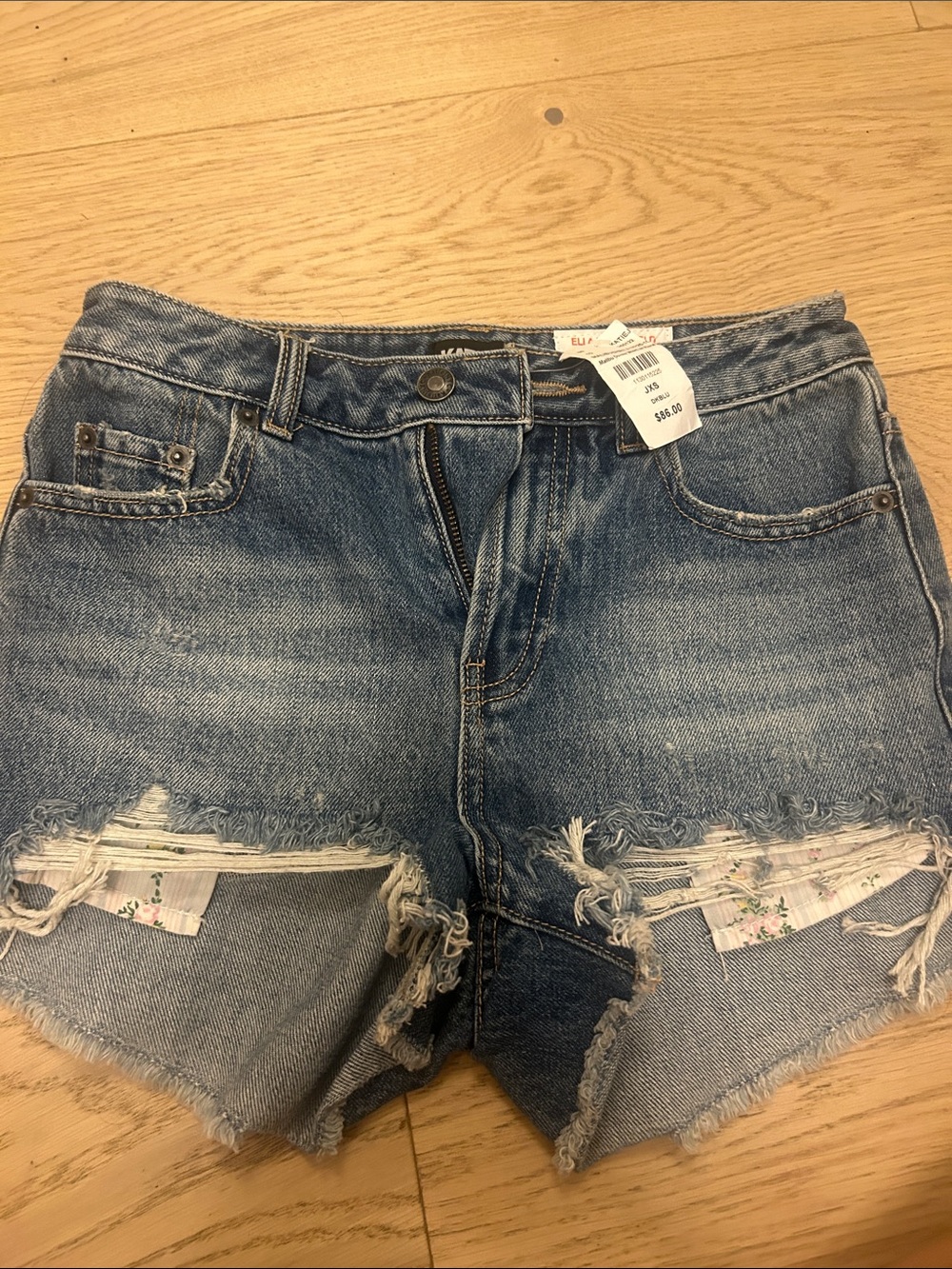 Katie J NYC Distressed Light Blue Denim Jean Shorts